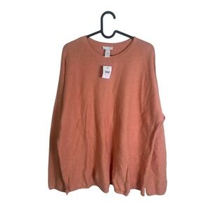 J Jill Women's Knit Sweater Cotton Crewneck Tunic Terracota Size Large NWT